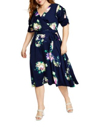 DKNY Plus Size Printed Faux-Wrap Dress \u0026 Reviews - Dresses - Plus Sizes -  Macy's